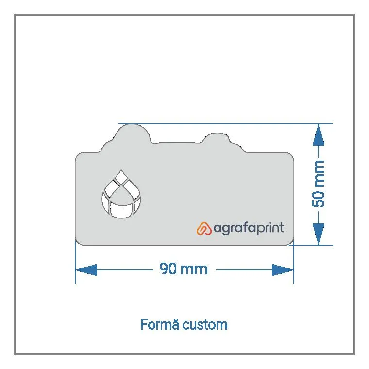 90 x 50 mm - formă custom