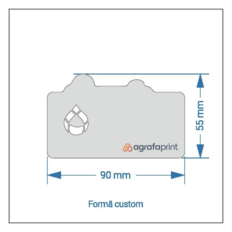 90 x 55 mm - formă custom