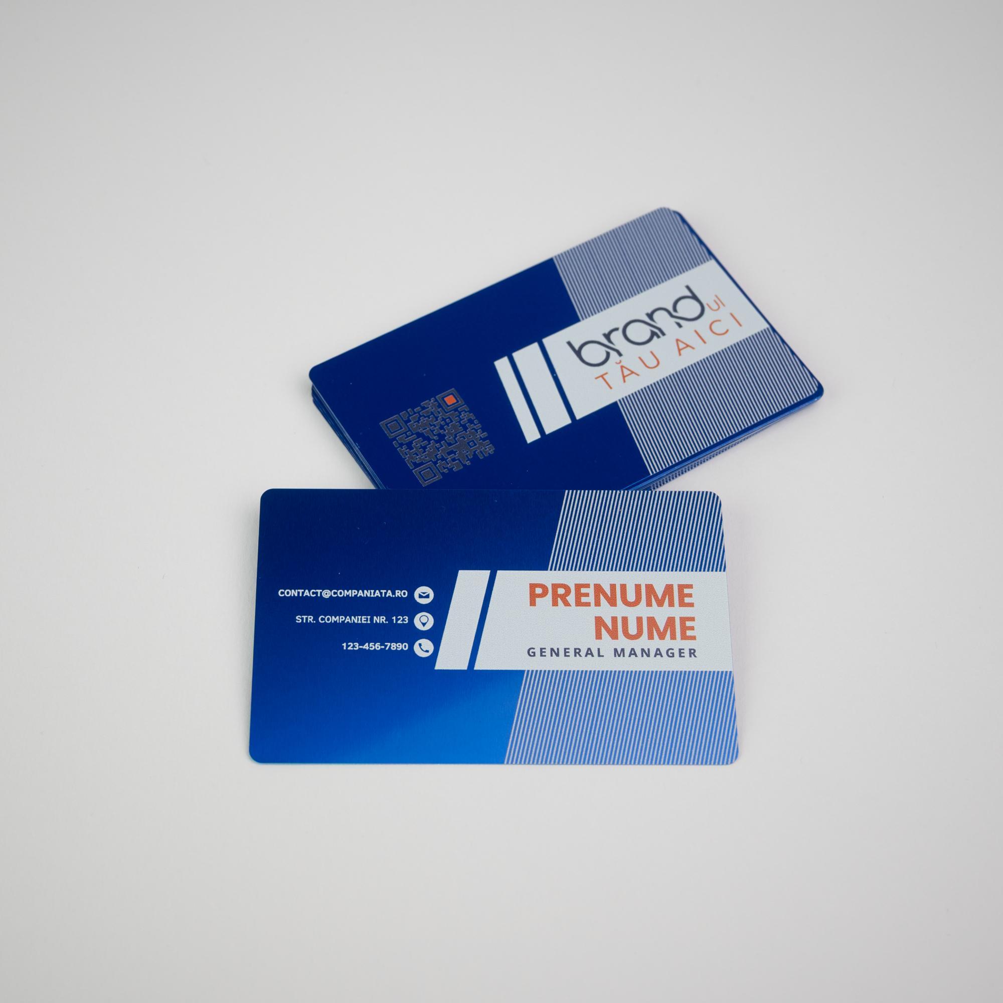 Cărți de vizită metalice Albastru lucios