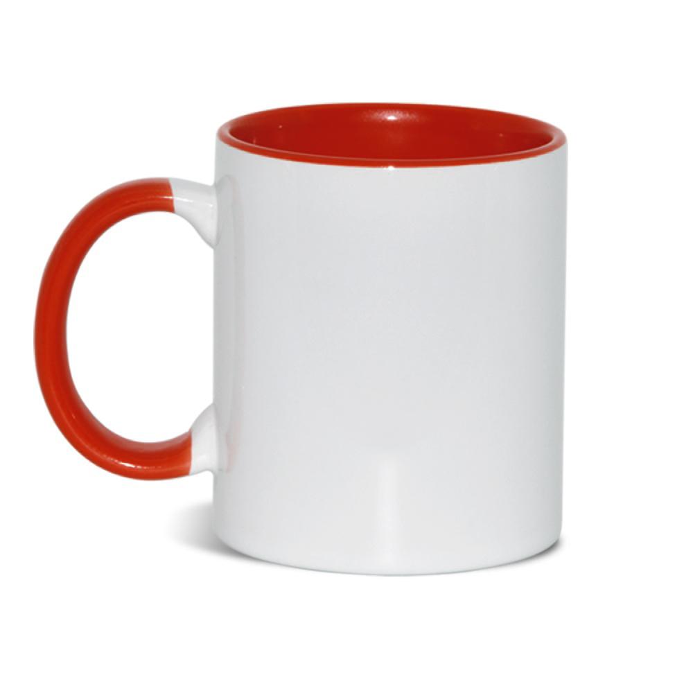 Căni personalizate Cilindrică - Interior și toartă color Roșu