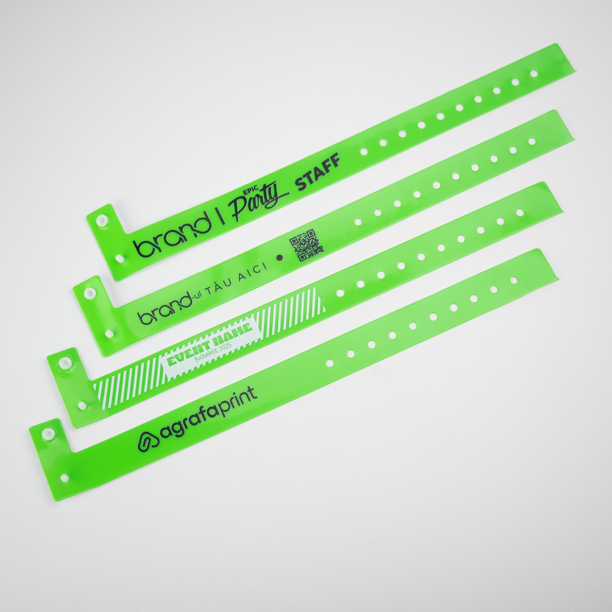 Brățări din vinil personalizate Verde neon lucios