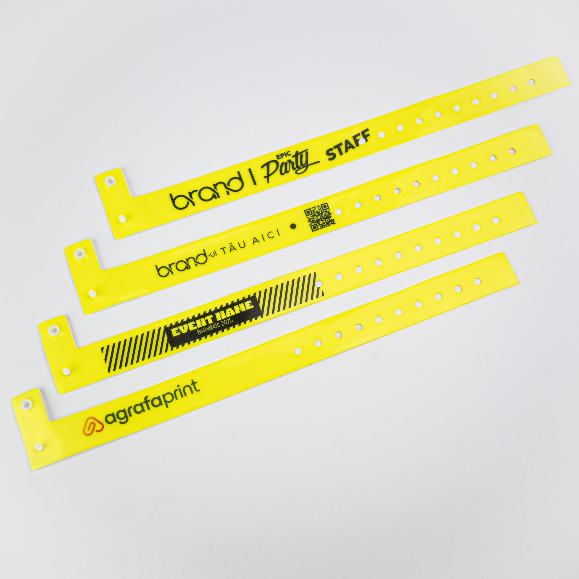 Brățări din vinil personalizate Galben neon lucios