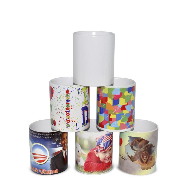 Căni cilindrice albe personalizate prin sublimare Alb