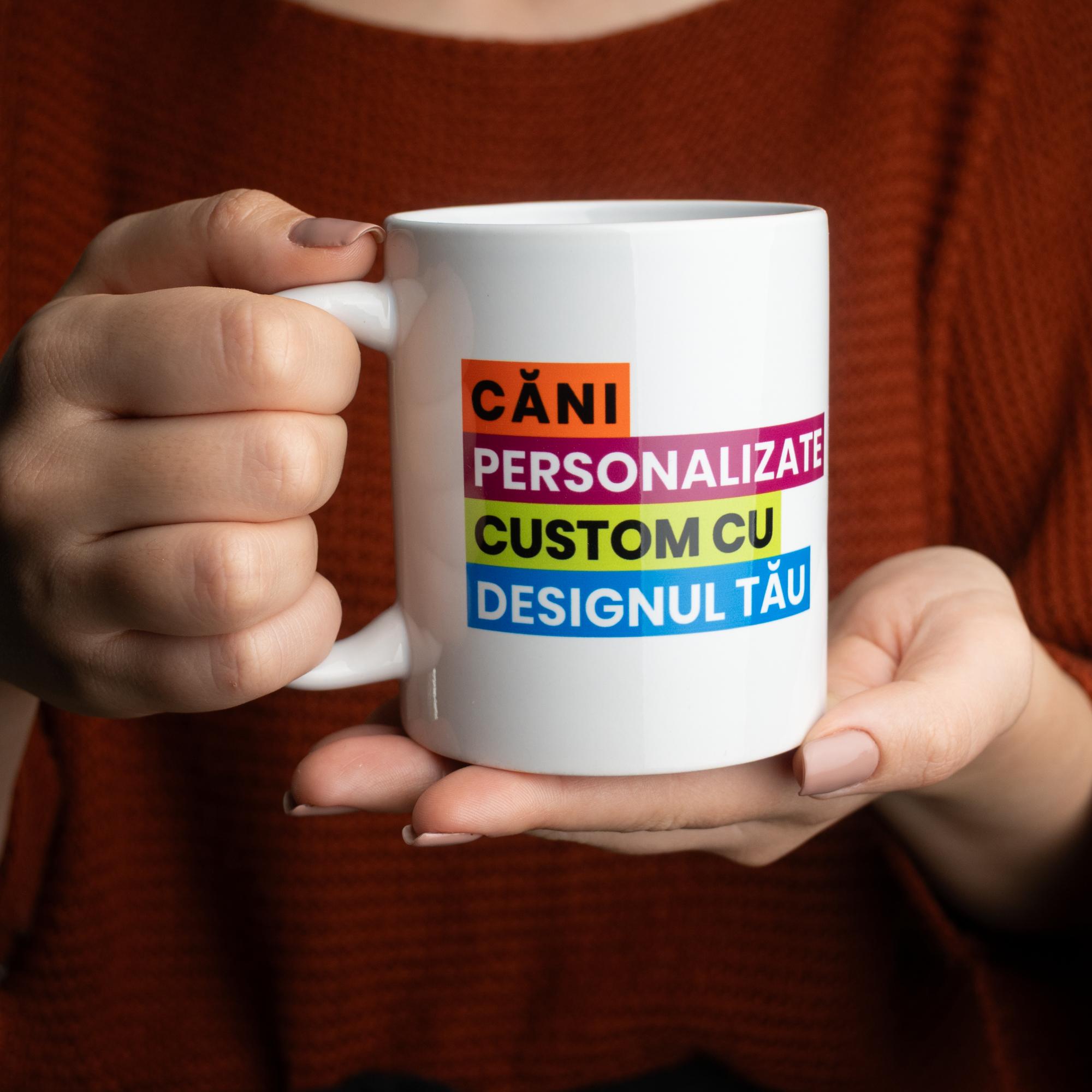 Căni cilindrice albe personalizate prin sublimare Alb