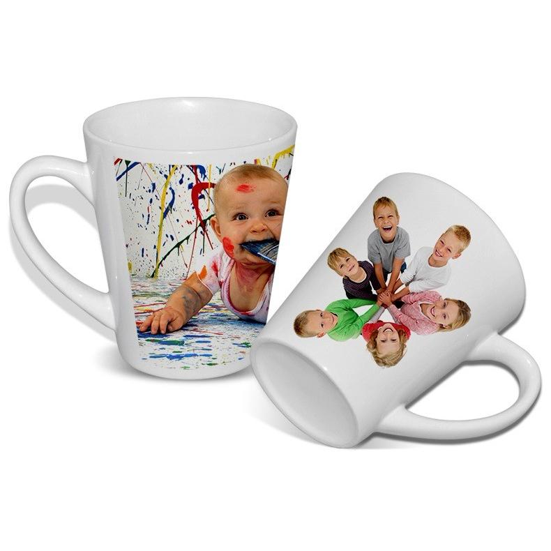 Căni conice albe personalizate prin sublimare