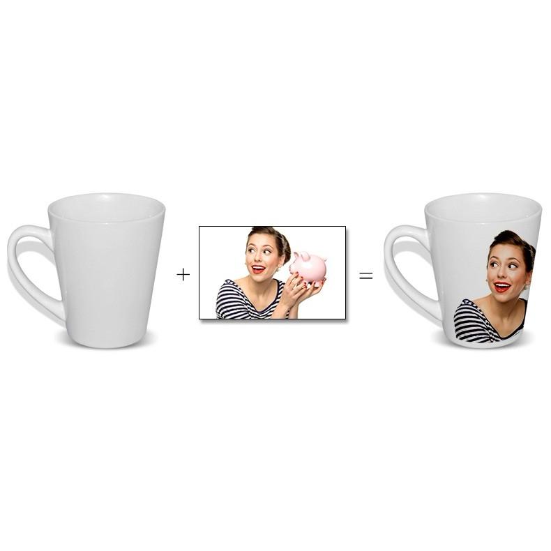 Căni conice albe personalizate prin sublimare Alb