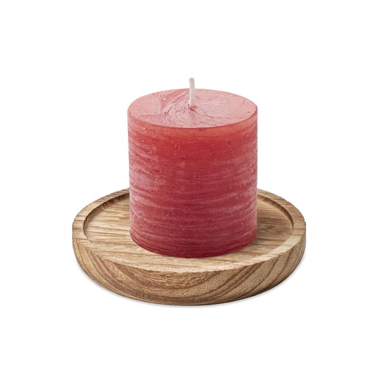 Lumânare pe suport din lemn PENTAS Roșu