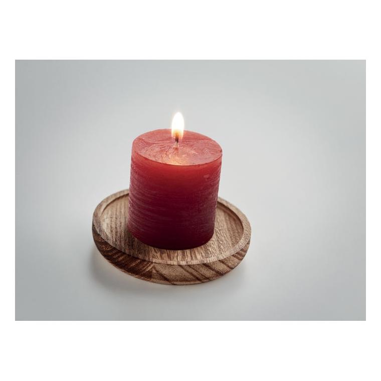 Lumânare pe suport din lemn PENTAS Roșu