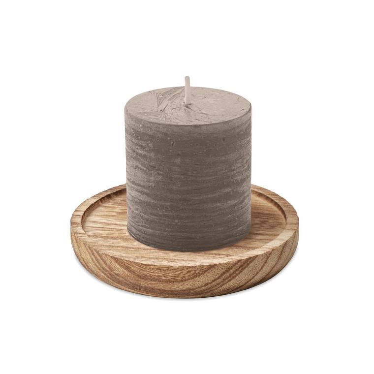 Lumânare pe suport din lemn PENTAS Gri