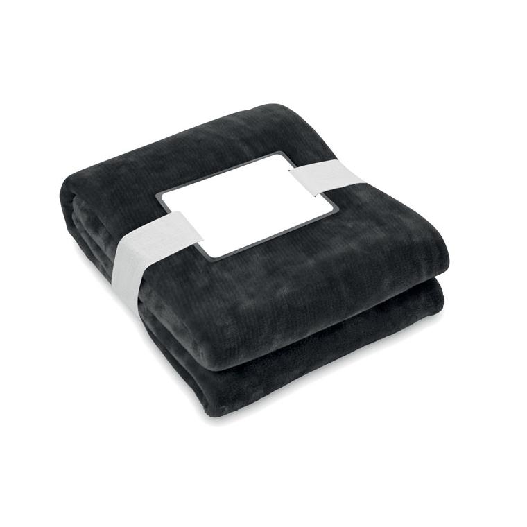 Pătură fleece RPET 280 gr/m² LOGAN Negru