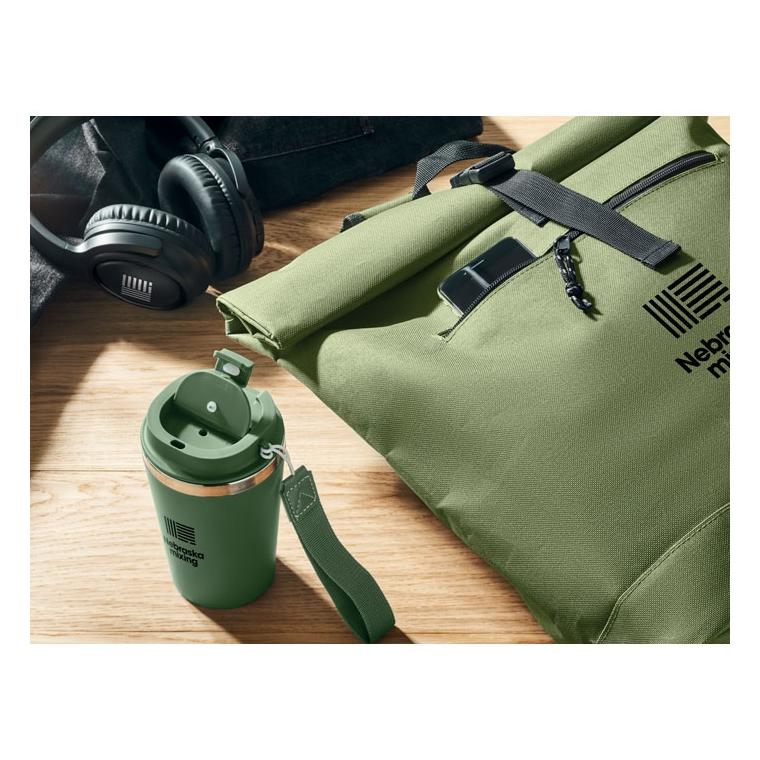 Rucsac rolltop din poliester 600D IREA Verde militar