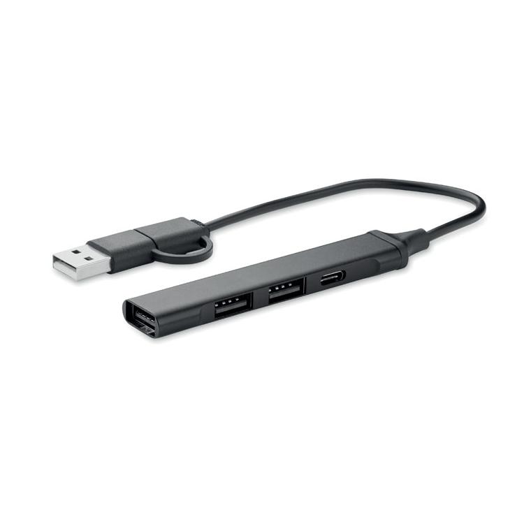 USB 4 porturi hub 19 cm CURRENT Negru