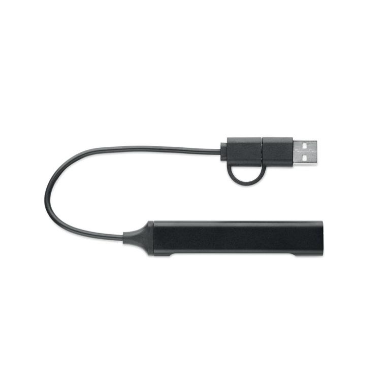 USB 4 porturi hub 19 cm CURRENT Negru