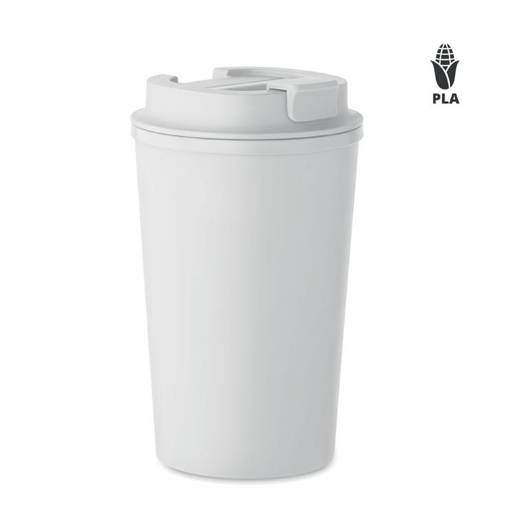 Pahar PLA perete dublu 350 ml BEIBAKU Alb