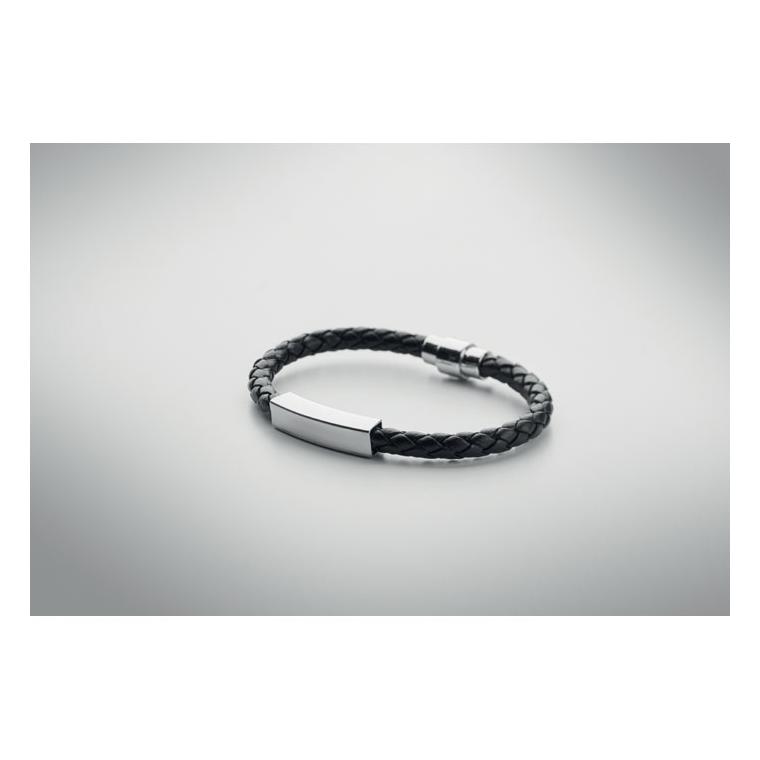 Brățară împletită piele falsă FAULETI Negru