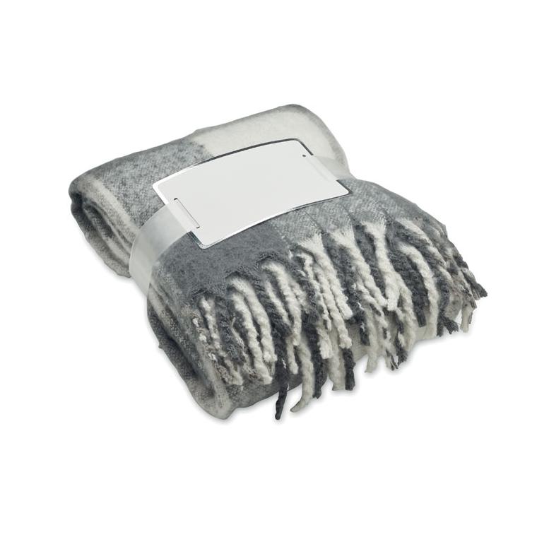 Pătură de mohair în carouri QUET Gri