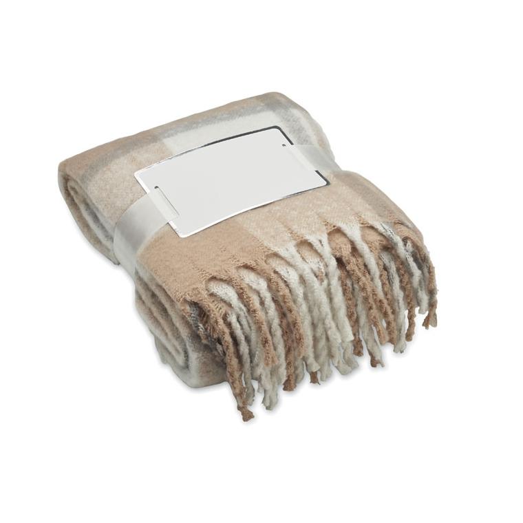 Pătură de mohair în carouri QUET Bej