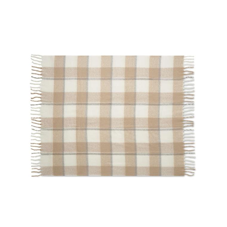 Pătură de mohair în carouri QUET Bej