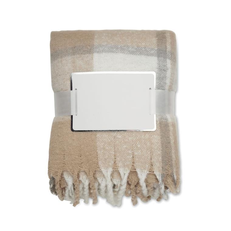 Pătură de mohair în carouri QUET Bej