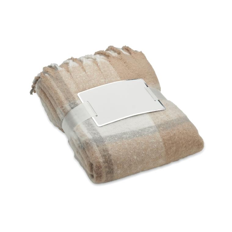 Pătură de mohair în carouri QUET Bej