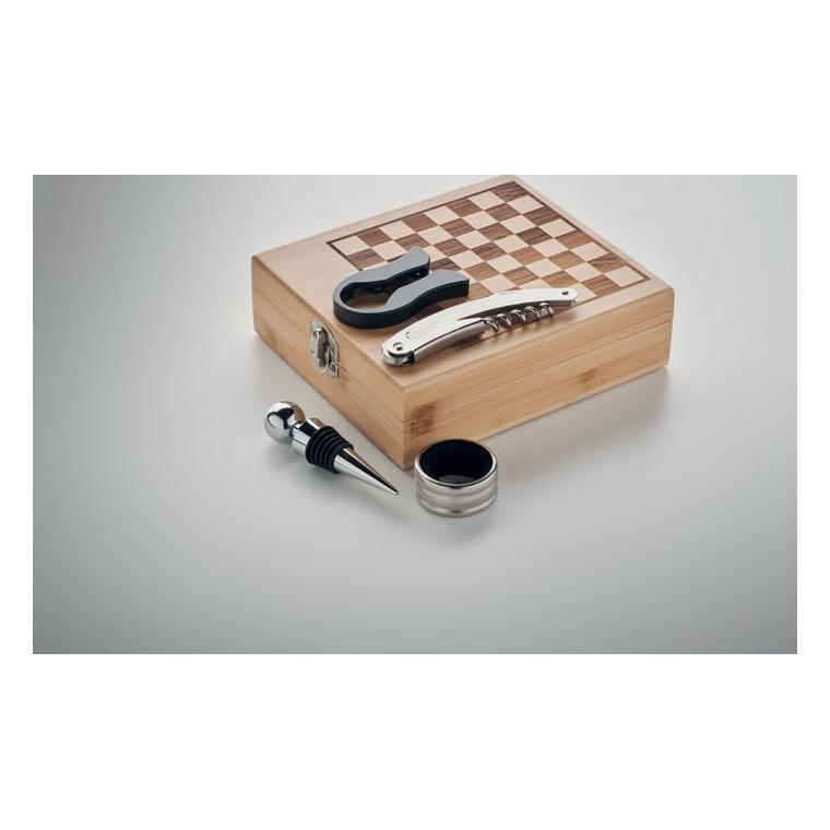 Set vin cu șah CHESSET Natur