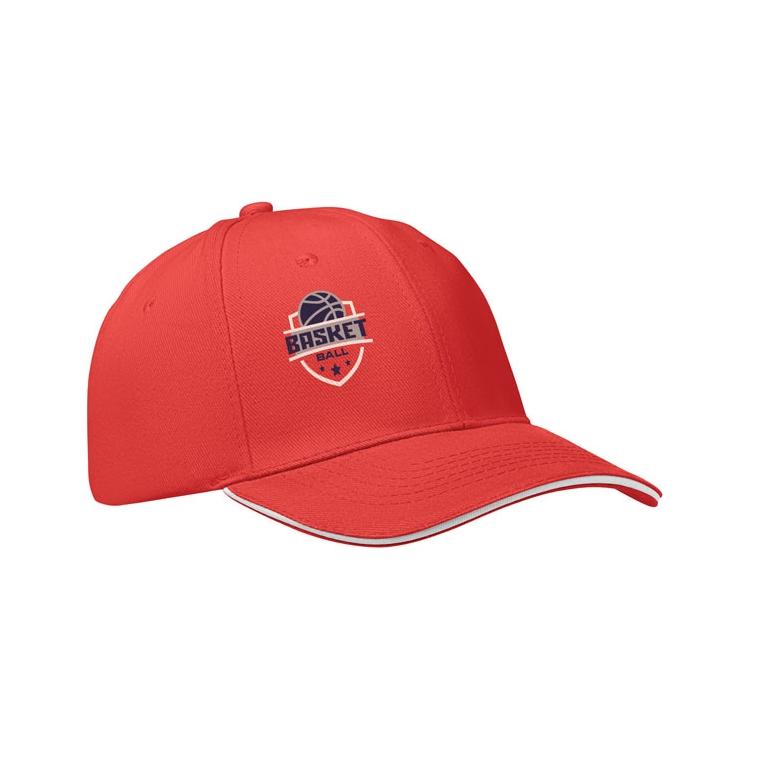 Șapcă baseball 6 panele BUFFALO Alb / Roșu