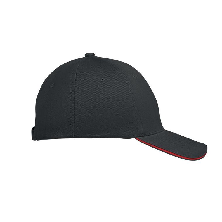 Șapcă baseball 6 panele BUFFALO Negru / Roșu