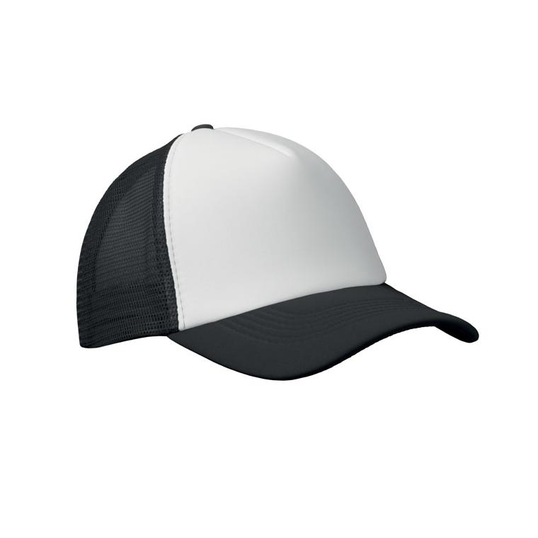 Şapcă din poliester BUBBLE Alb/negru