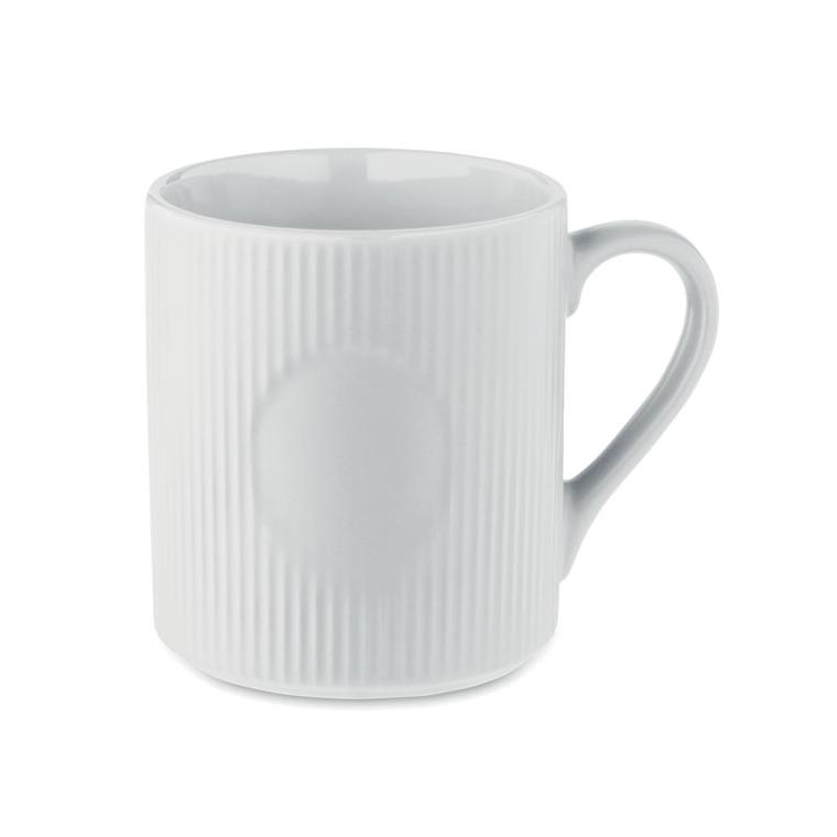 Cană ceramică mată cu nervuri 340 ml RIBMUG Alb