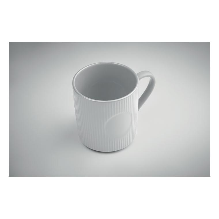 Cană ceramică mată cu nervuri 340 ml RIBMUG Alb