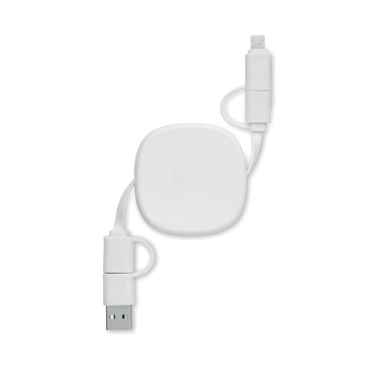 Cablu de încărcare retractabil LINEA Alb