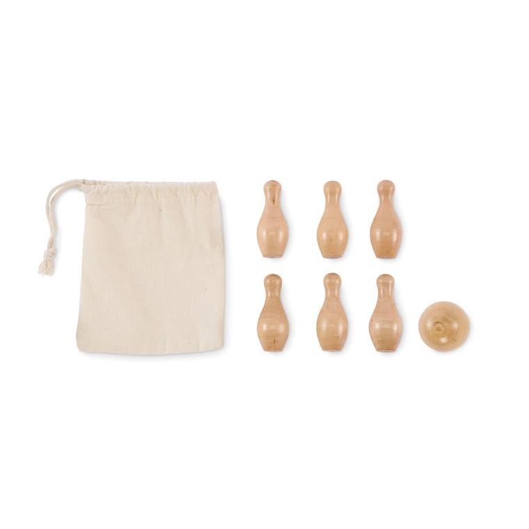 Mini set de bowling din lemn de pin BOLITO Natur