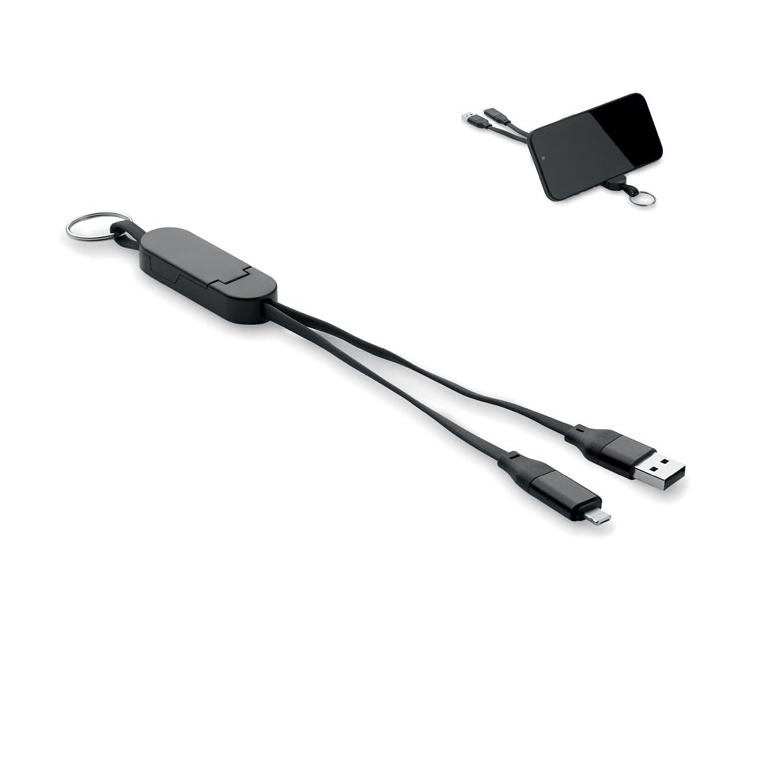 Breloc cu cablu 60W din ABS reciclat CABO Negru