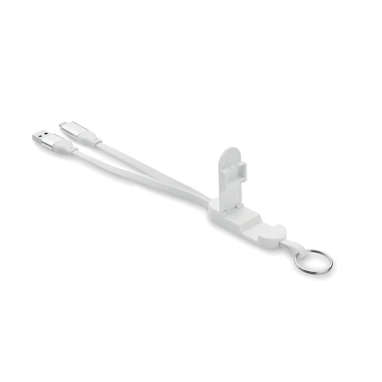 Breloc cu cablu 60W din ABS reciclat CABO Alb