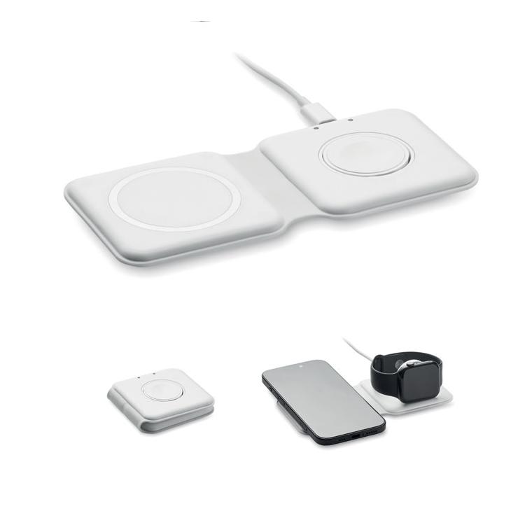 Încărcător pliabil 2 în 1 15W FLIP Alb