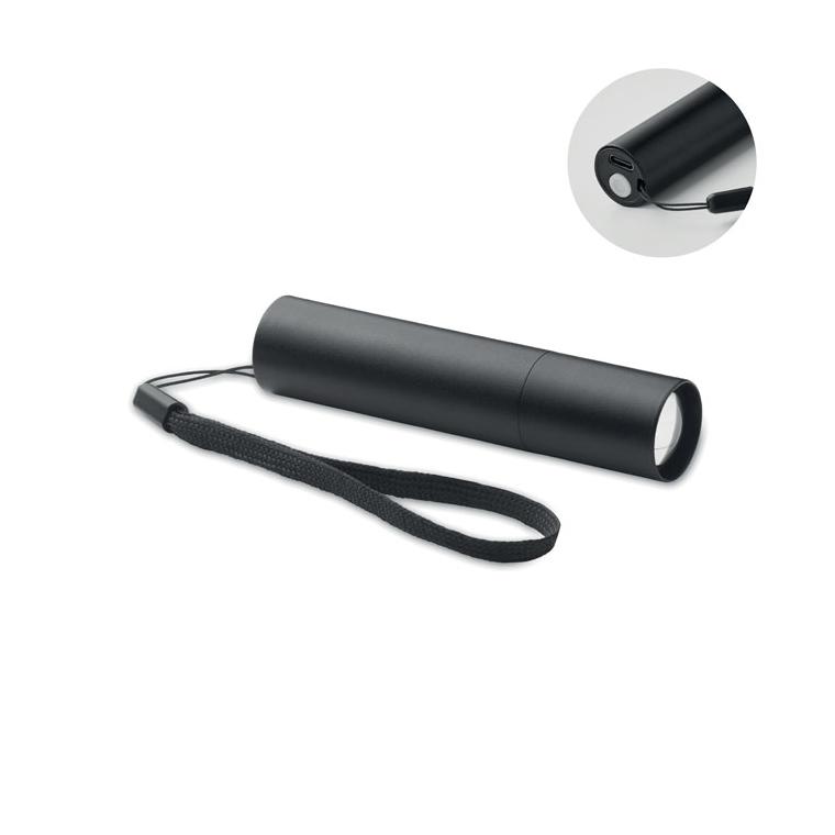 Lanternă reîncărcabilă din aluminiu ALUMINATE Negru