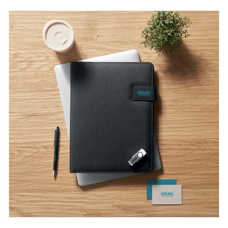 Mapă A4 cu încărcător wireless BURGUS Negru