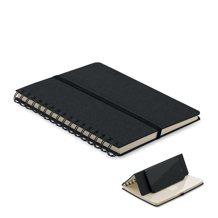 Notebook A5 cu suport pentru telefon STRATA Negru