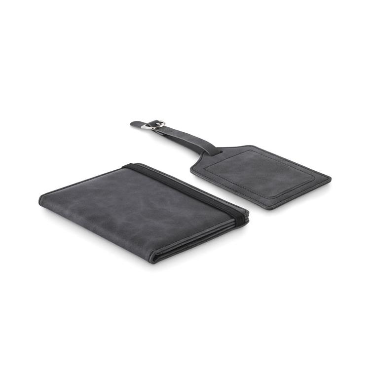 Set suport pașaport și etichetă pentru bagaje JETTAG Gri închis