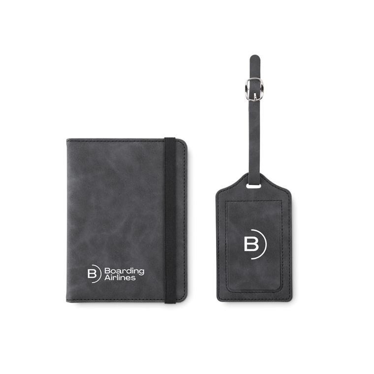 Set suport pașaport și etichetă pentru bagaje JETTAG Gri închis