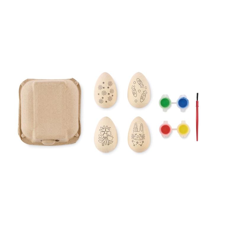 Set de pictură ouă din lemn EISET Natur