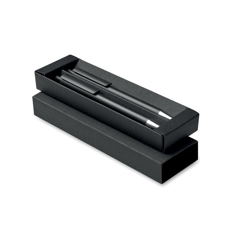 Set de stilouri din aluminiu reciclat ORWELL Negru