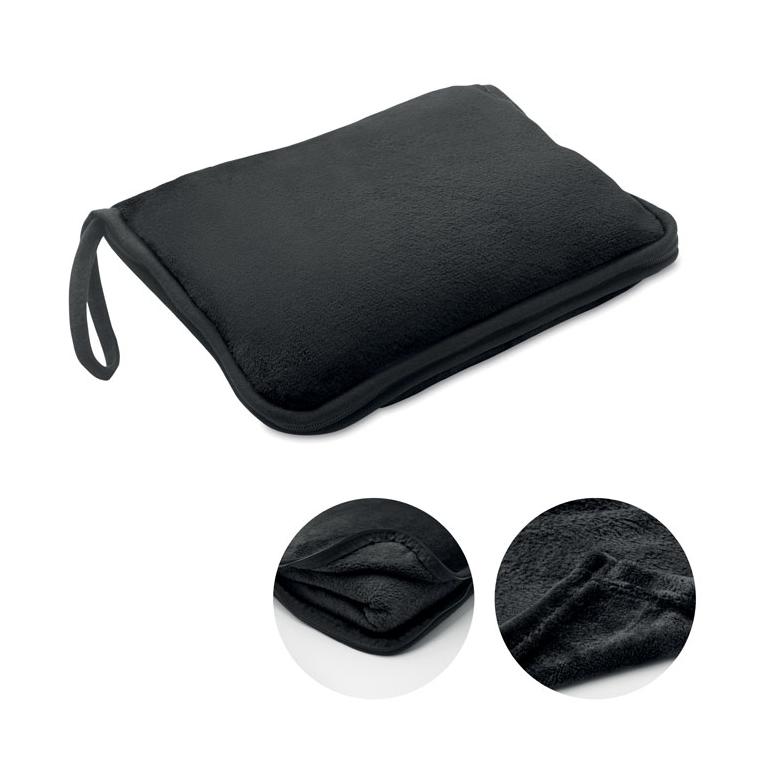 Set de pături de călătorie 2 în 1 COZY Negru