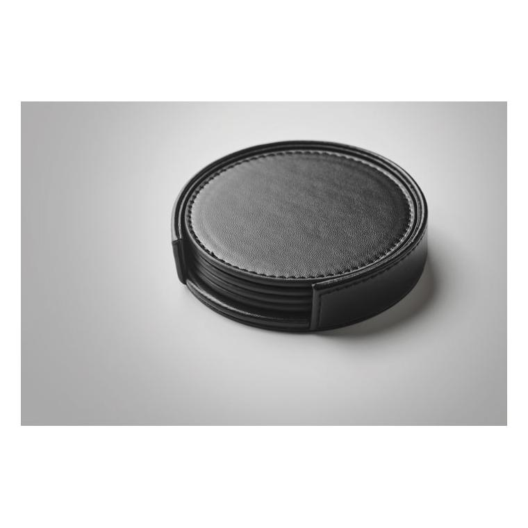 Set 4 suporturi pentru pahare din PU Posa Set Negru