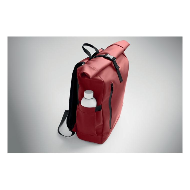 Rucsac laptop rolltop din RPET 600D Bangkok Roll Vișiniu