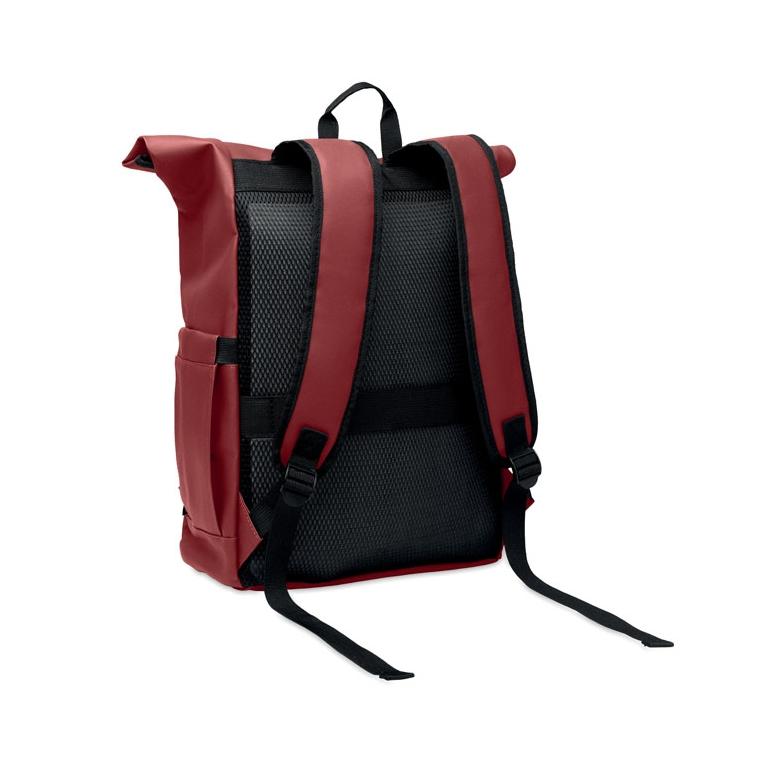 Rucsac laptop rolltop din RPET 600D Bangkok Roll Vișiniu