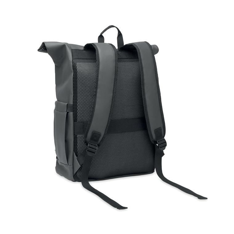 Rucsac laptop rolltop din RPET 600D Bangkok Roll Gri închis