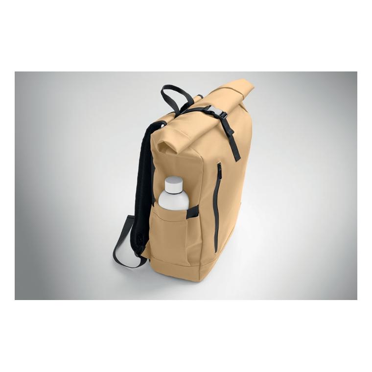 Rucsac laptop rolltop din RPET 600D Bangkok Roll Kaki