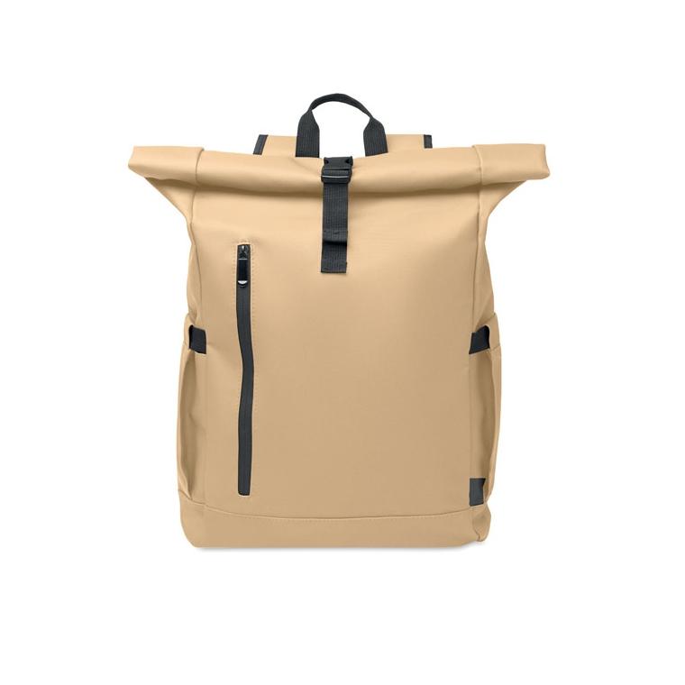 Rucsac laptop rolltop din RPET 600D Bangkok Roll Kaki