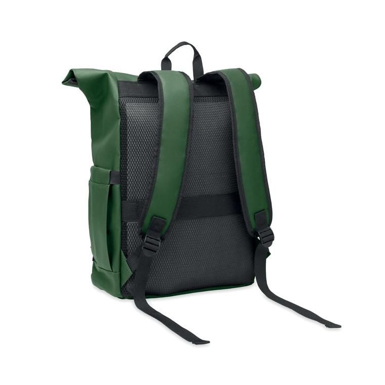 Rucsac laptop rolltop din RPET 600D Bangkok Roll Verde Inchis